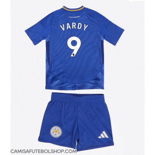 Camisa de time de futebol Leicester City Jamie Vardy #9 Replicas 1º Equipamento Infantil 2024-25 Manga Curta (+ Calças curtas)